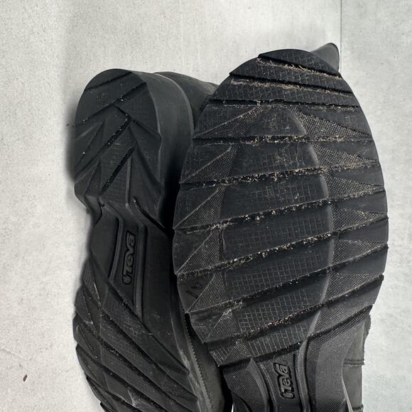 Teva Boots Womens 8 Black Waterproof Leather Tall Side Zip Buckle De La Vina - Picture 8 of 12